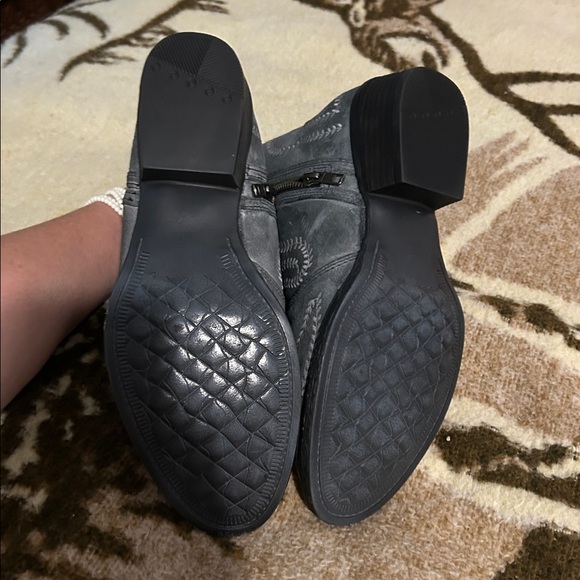 Blue Gray leather suade Embroidered sterling river boots Ankle Boots - Picture 9 of 9